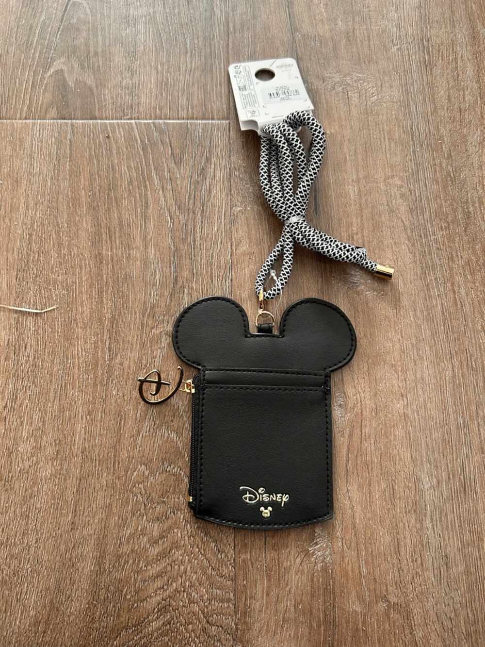 NWT Disney Black Mickey Ears Card Holder with Lanyard